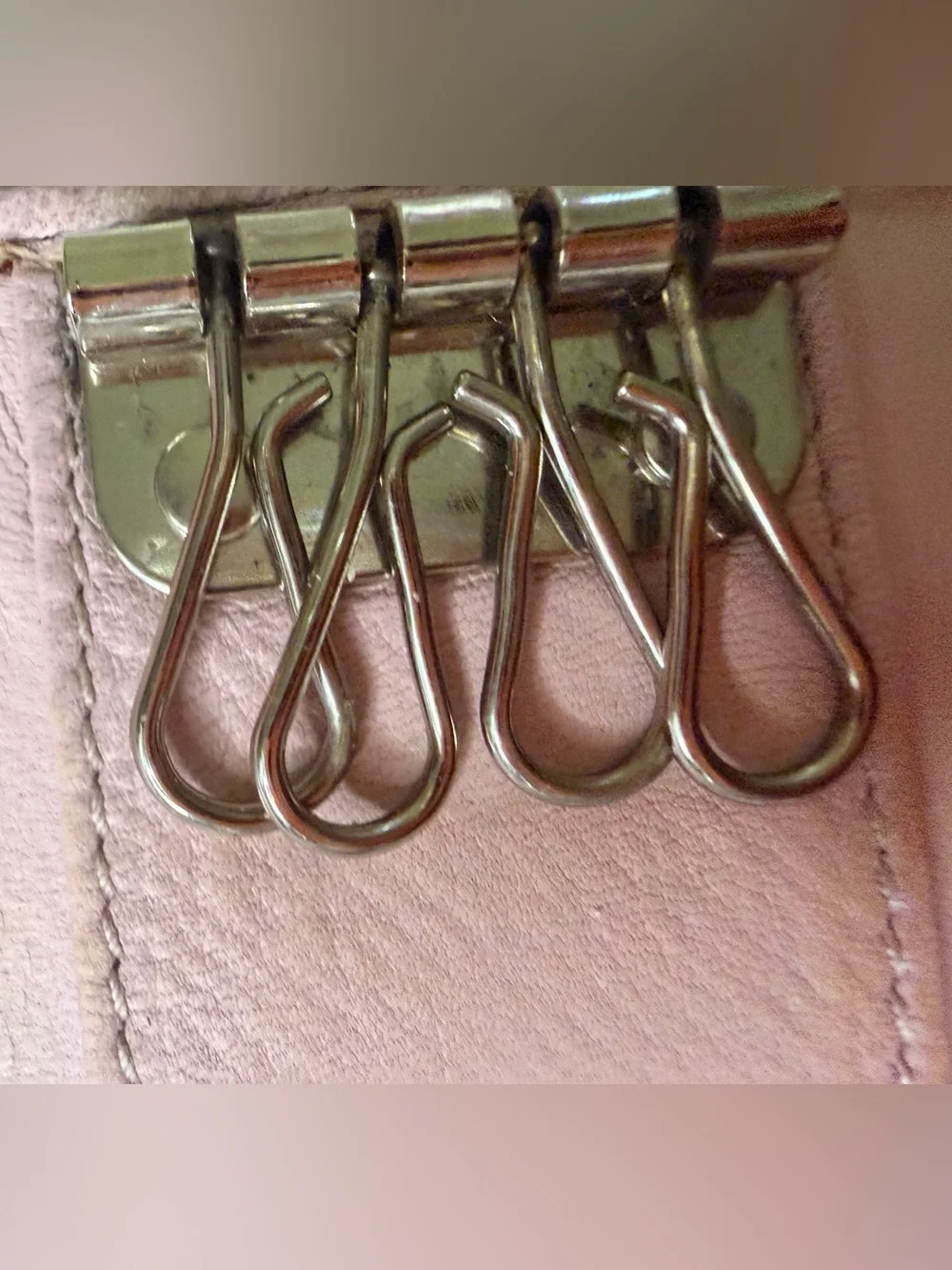 Christian Dior Vintage Trotter Key Case in Pink with Silver 'D'